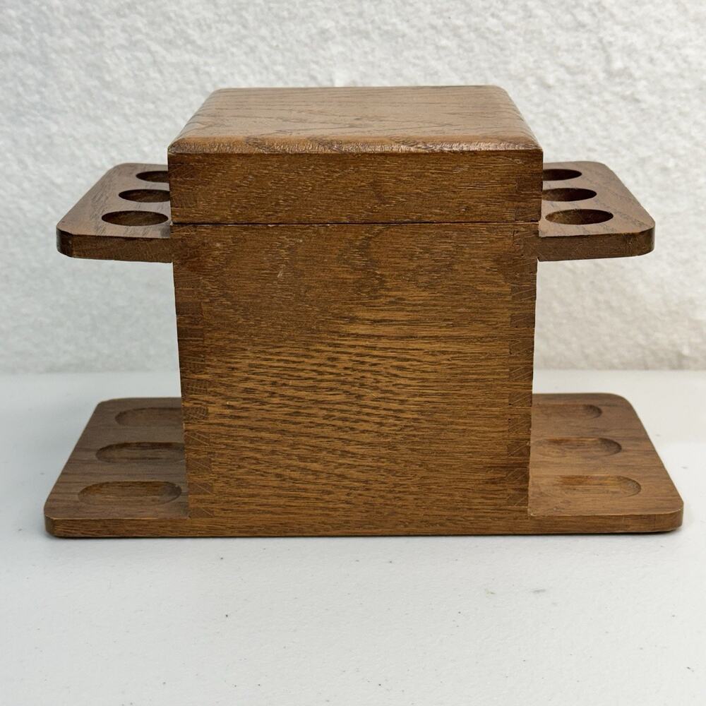 VTG Decatur Industries Walnut Tobacco Humidor & Pipe Stand Holds 6 Smoking Pipes